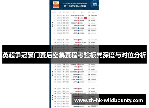 英超争冠豪门赛后密集赛程考验板凳深度与对位分析